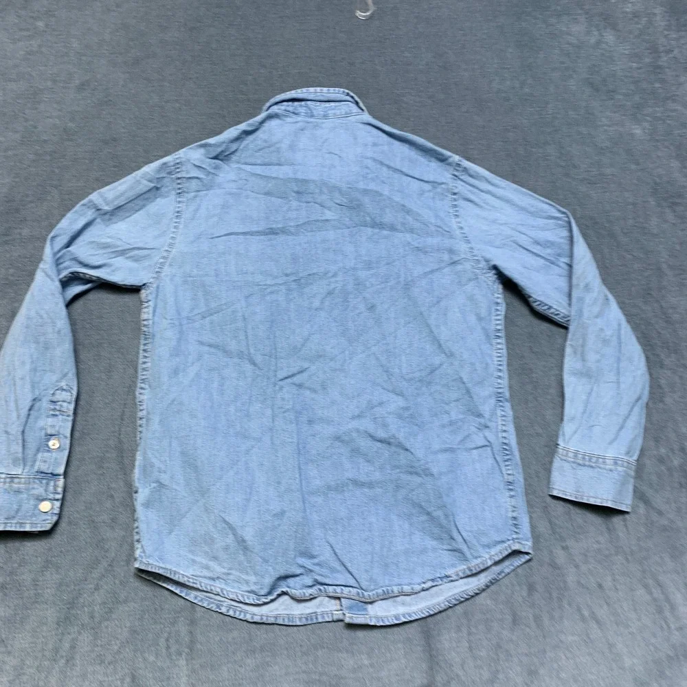 Old Navy Denim Shirt Boys Large 10-12 Blue Light Wash Button Front Chest Pockets